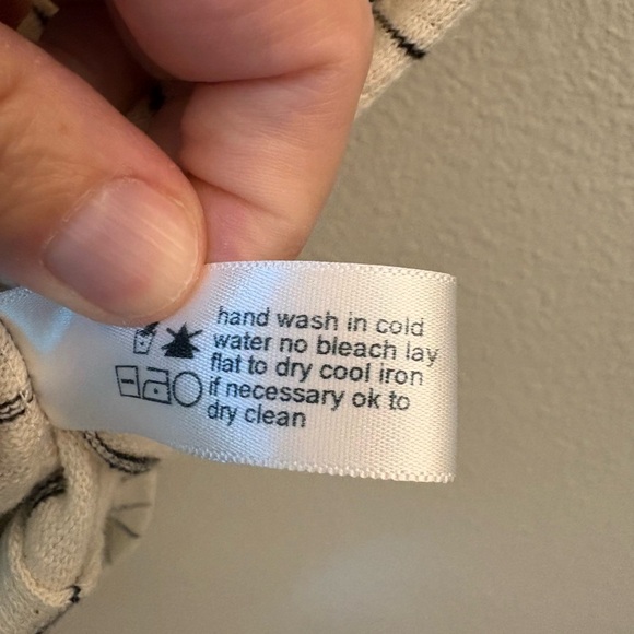 Three Dots Striped Cream and Black Maxi Dress 100% Cotton - Picture 7 of 7